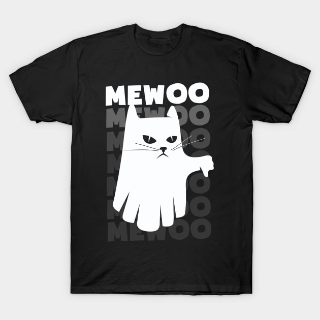 Mewoo Ghost Cat Disapproval T-Shirt by Rebrand